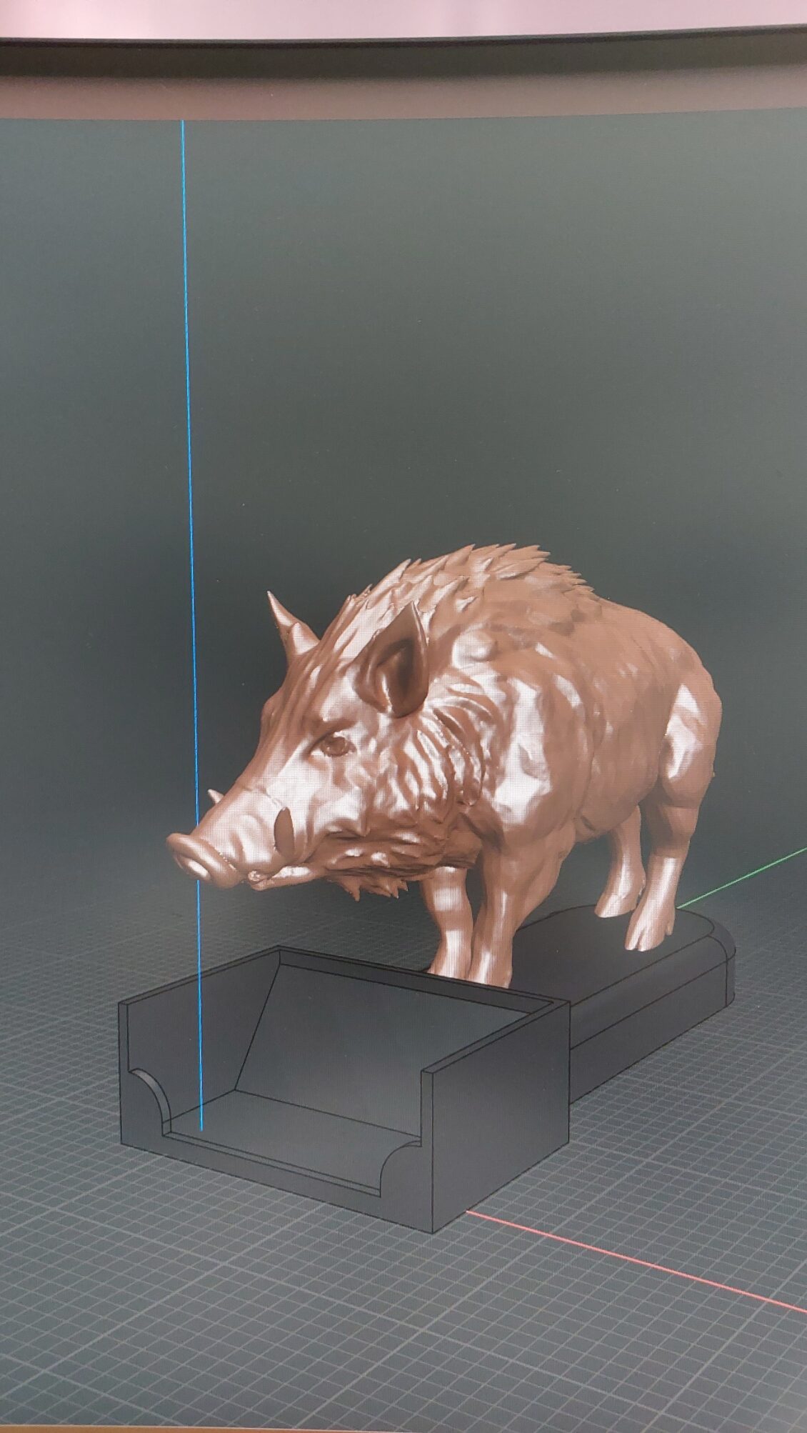 CAD-modell av 3D-printad visitkorthållare i form av ett vildsvin