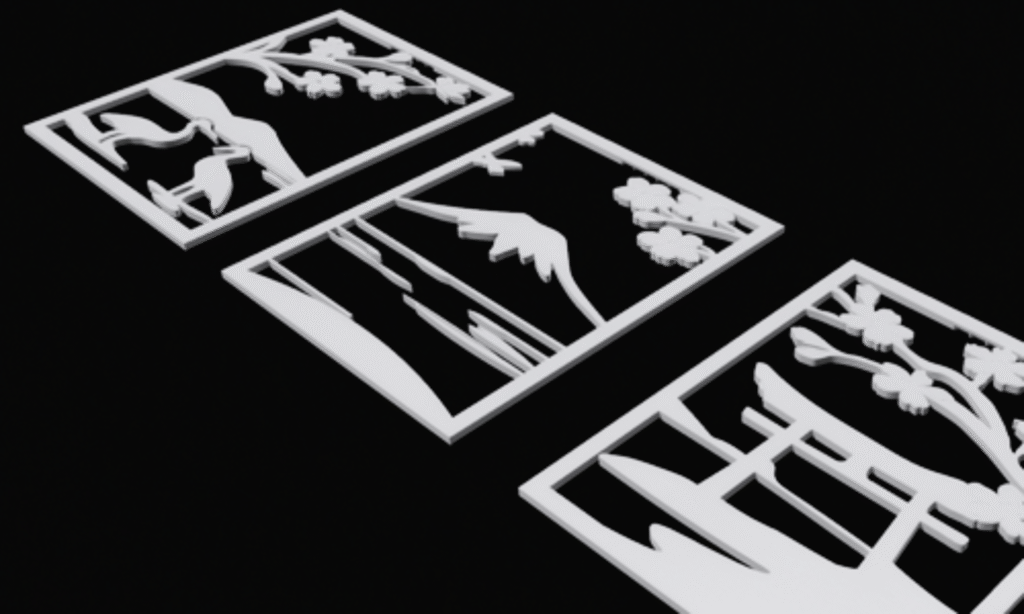 3D CAD-design av japanskinspirerad väggpanel för inredning och dekoration